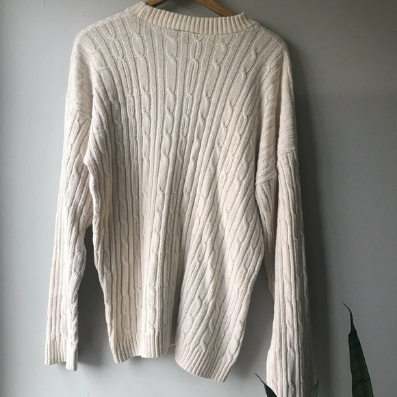 Vintage Cable Knit Crewneck Sweater Ivory - Picture 5 of 7
